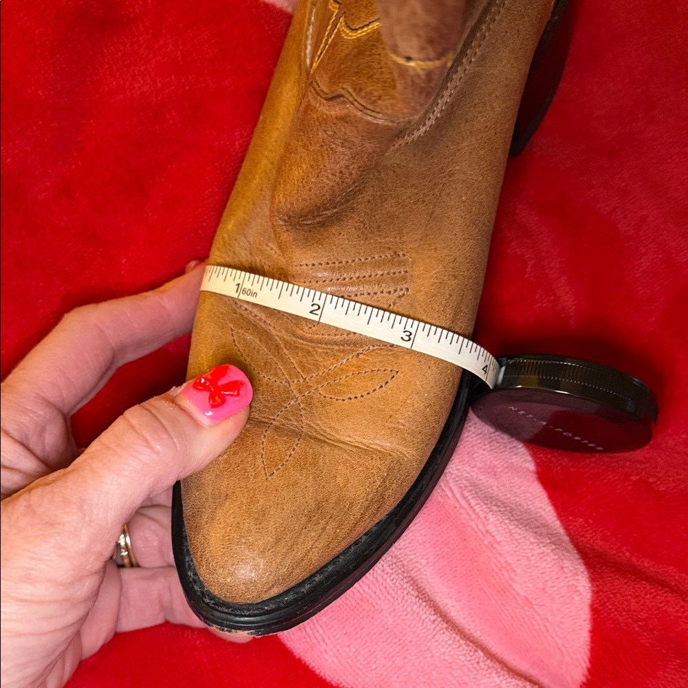 VINTAGE Kids Old West Tan Brown Western Cowboy Boots - yellow & black stitching - Picture 16 of 16